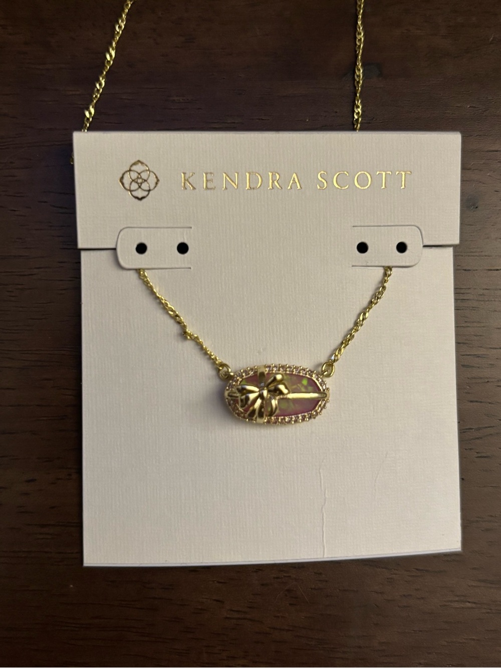 Kendra Scott Gold Pink opal present Pendant Necklace, brand new
